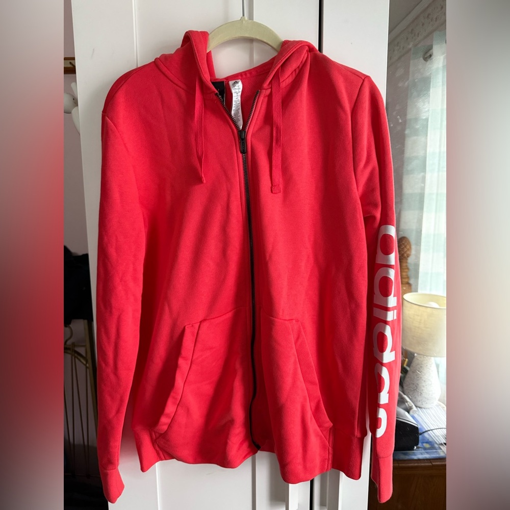 Adidas Red Hoodie with White Logo